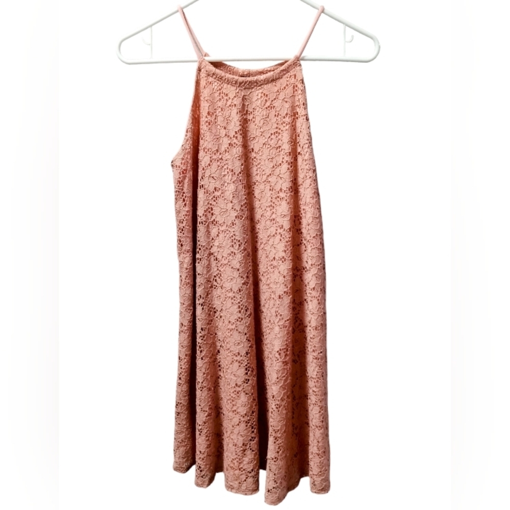 Dotted Coral Summer Dress Pink Size: Small